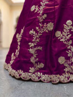 Wine Color Rangoli Silk Fabric Jari And Dori With Sequence Embroidery Work Lehenga