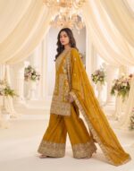 Yellow Color Chinon Fabric Sequence Embroidery Work Sharara Suit