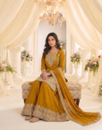 Yellow Color Chinon Fabric Sequence Embroidery Work Sharara Suit