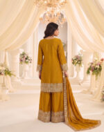 Yellow Color Chinon Fabric Sequence Embroidery Work Sharara Suit