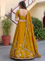 Yellow Color Rangoli Silk Fabric Jari And Dori With Sequence Embroidery Work Lehenga