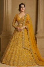 Yellow Color Thai Silk Fabric Sequence With Dori Work Lehenga