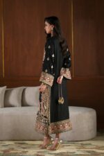 Black Color Biscuit Slub Fabric Sequence Work Kashmir Style Kaftan Suit