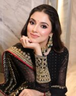 Black Color Faux Blooming Fabric Sequence With Embroidery Jari Work Gown