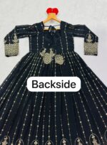 Black Color Faux Blooming Fabric Sequence With Jari Embroidery Work Anarkali Suit
