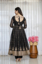 Black Color Faux Blooming Fabric Sequence With Jari Embroidery Work Anarkali Suit