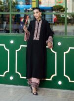 Black Color Rayon Cotton Fabric Thread Work Palazzo Suit