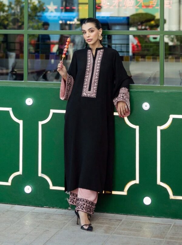 Black Color Rayon Cotton Fabric Thread Work Palazzo Suit