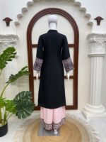 Black Color Rayon Cotton Fabric Thread Work Palazzo Suit