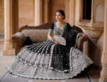 Black Heavy Butterfly Net Beautiful Embroidery Work Bridal Lehenga