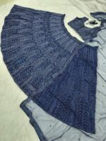 Blue Color Georgette Fabric Embroidery With Sequence Work Lehenga