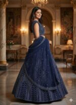 Blue Color Georgette Fabric Embroidery With Sequence Work Lehenga