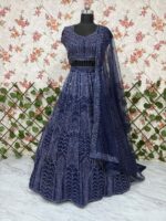 Blue Color Georgette Fabric Embroidery With Sequence Work Lehenga