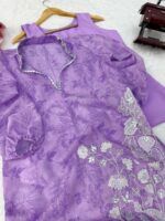 Bollywood Actress Mahira Khan Lavender Color Organza Fabric Digital Print Work Suit
