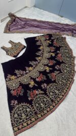 Bollywood Actress Shanaya Kapoor Deep Violet Color Kasturi Silk Fabric Multi Thread Work Lehenga
