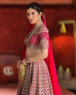 Bollywood Actress Shanaya Kapoor Red Color Muga Silk Fabric Jari With Sequence Work Lehenga