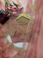 Bollywood Actress Shriya Saran Pastel Pink Color Salsa Silk Fabric Pearl Work With Bead Work Saree