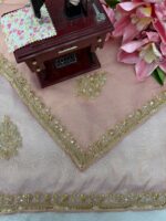 Bollywood Actress Shriya Saran Pastel Pink Color Salsa Silk Fabric Pearl Work With Bead Work Saree