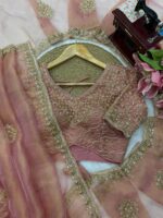Bollywood Actress Shriya Saran Pastel Pink Color Salsa Silk Fabric Pearl Work With Bead Work Saree