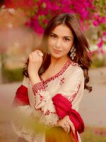 Cream Color Roman Silk Fabric Thread Work Harem Salwar Suit