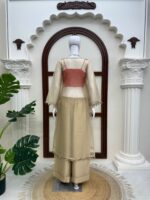 Cream Color Salsa Silk Fabric Real Mirror Work Palazzo Suit