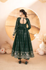 Dark Green Color Star Georgette Fabric Sequence With Multi Thread Embroidery Work Anarkali Suit