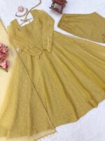 Gold Color Salsa Silk Fabric Foil Work Gown