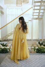 Gold Color Salsa Silk Fabric Foil Work Gown