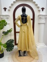 Gold Color Salsa Silk Fabric Foil Work Gown