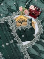 Green Color Fendi Silk Fabric Sequence With Bead Work Saree