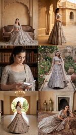 Grey Color Kasturi Silk Fabric Thread With Sequence Work Lehenga