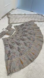 Grey Color Kasturi Silk Fabric Thread With Sequence Work Lehenga