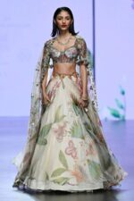 Light Peach Color Tabby Silk Fabric Hand Work With Floral Print Work Lehenga