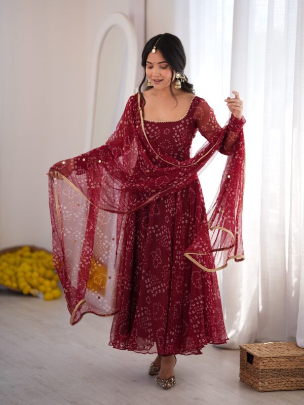 Maroon Color Digital Printed Fabric Fancy Lace Anarkali Suit