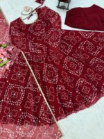 Maroon Color Digital Printed Fabric Fancy Lace Anarkali Suit