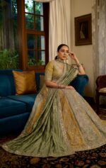 Multi Color Roman Satin Silk Fabric Thread With Sequence Work Lehenga