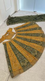 Multi Color Roman Satin Silk Fabric Thread With Sequence Work Lehenga