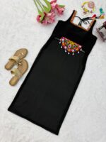 Navratri Special Black Color Georgette Fabric Thread Gamthi Work Top Suit