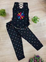 Navratri Special Black Color Pure Rayon Fabric Foil Mirror Embroidery Work Top Suit