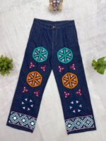 Navratri Special Black Color Pure Rayon Fabric Real Mirror Work Kediya Jeans Set