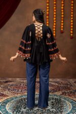 Navratri Special Black Color Pure Rayon Fabric Real Mirror Work Kediya Jeans Set