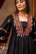 Navratri Special Black Color Pure Rayon Fabric Real Mirror Work Kediya Jeans Set