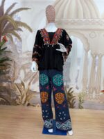 Navratri Special Black Color Pure Rayon Fabric Real Mirror Work Kediya Jeans Set
