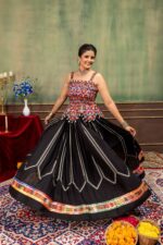 Navratri Special Black Color Rayon Fabric Color Full Fancy Border Work Lehenga