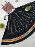 Navratri Special Black Color Rayon Fabric Color Full Fancy Border Work Lehenga