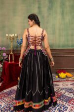 Navratri Special Black Color Rayon Fabric Color Full Fancy Border Work Lehenga
