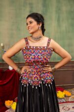 Navratri Special Black Color Rayon Fabric Color Full Fancy Border Work Lehenga