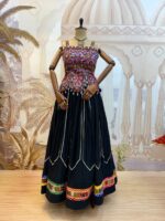 Navratri Special Black Color Rayon Fabric Color Full Fancy Border Work Lehenga
