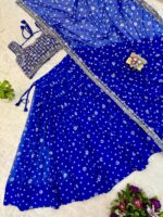 Navratri Special Blue Color Faux Georgette Fabric Print Work Lehenga