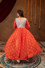 Navratri Special Fanta Color Faux Georgette Fabric Jute Embroidery Work Shrug Jeans Set